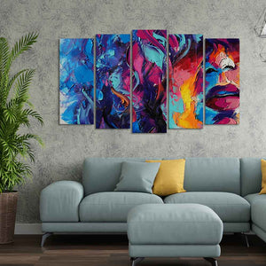 Beautiful Girl Abstract Art wall Painting of Five Pieces