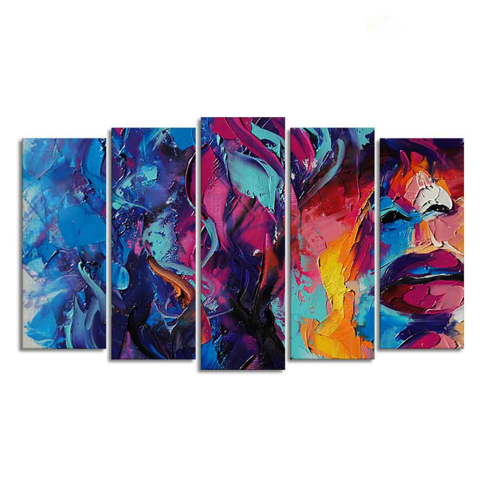 Beautiful Girl Abstract Art wall Painting of Five Pieces