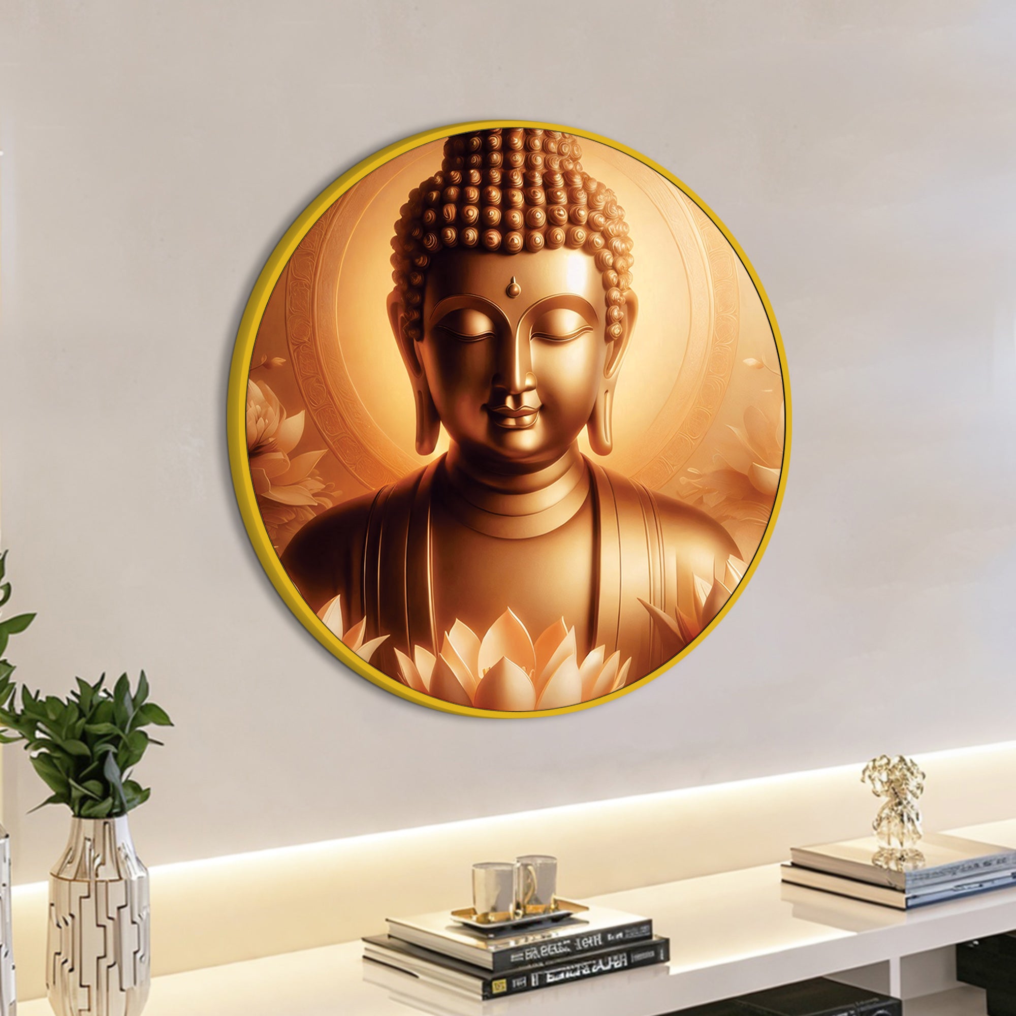 Beautiful Golden Buddha Canvas Painting