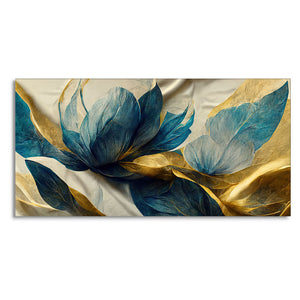 Beautiful Golden Flower and Waves Canvas Wall Painting