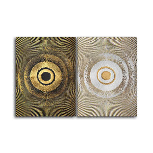 Beautiful Golden Pattern Canvas Wall Painting of Two Pieces