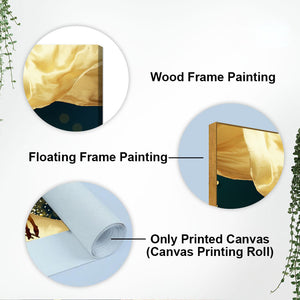 Beautiful Golden Running Deer with Fish Premium Canvas Wall Painting