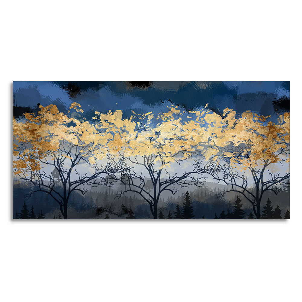 Beautiful Golden Tree Abstract Design Premium Canvas Wall Painting