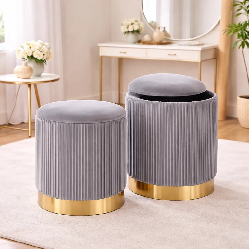 beautiful-grey-color-velvet-round-storage-ottoman-with-storage-set-of-2