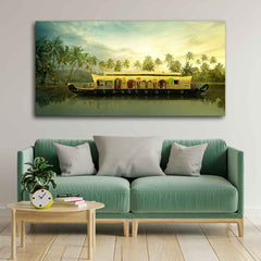 Beautiful House Boat in Kerala Premium Wall Painting