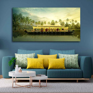 Beautiful House Boat in Kerala Premium Wall Painting