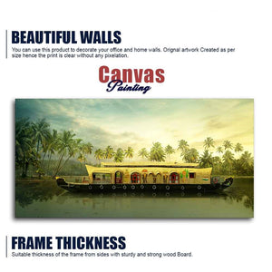 Beautiful House Boat in Kerala Premium Wall Painting