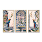 Beautiful Jardin Traditional Mughal Art Wooden Wall Frame Set of Three