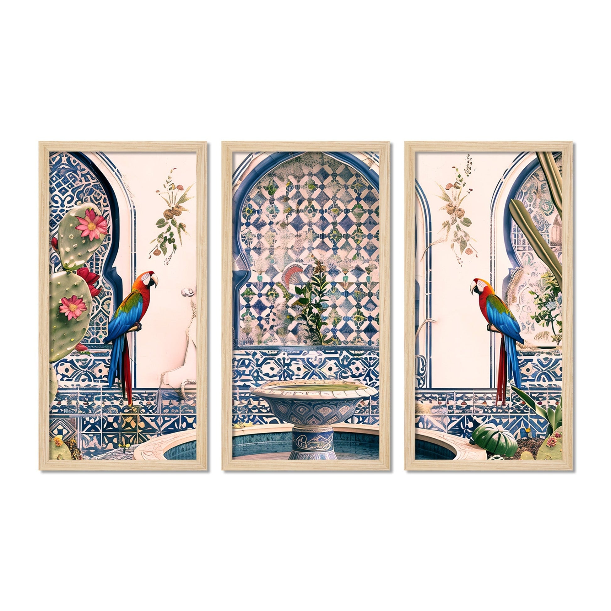 Beautiful Jardin Traditional Mughal Art Wooden Wall Frame Set of Three