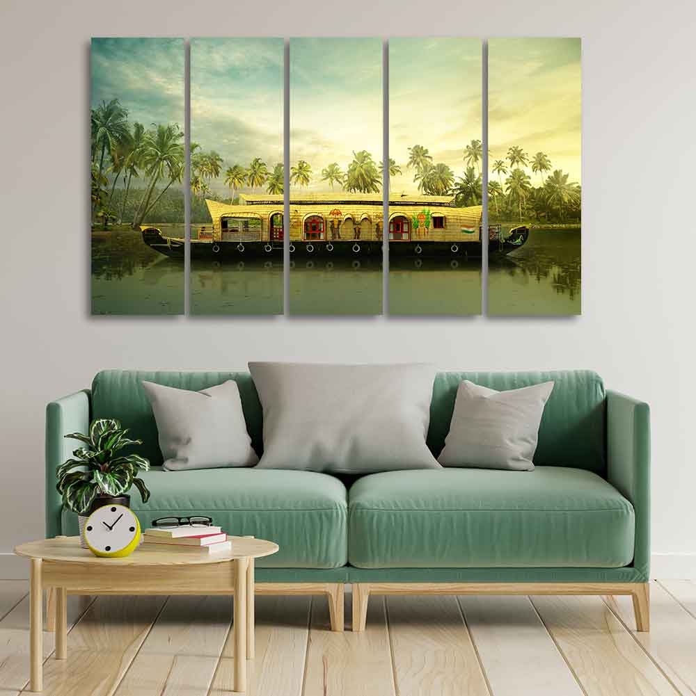 Beautiful Kerala Boat Wall Painting 5 Pieces