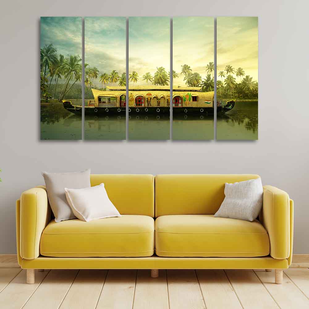 Kerala Boat Wall Painting 5 Pieces