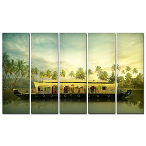 Beautiful Kerala Boat Wall Painting 5 Pieces