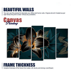 Beautiful Lilies Flowers Canvas Wall Painting Set of Five Pieces