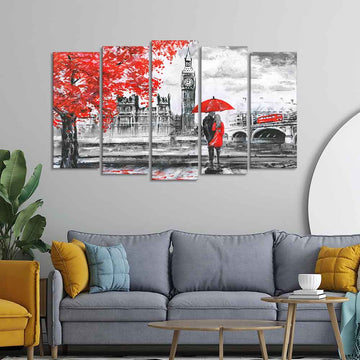 Beautiful London Canvas Wall Painting Set of Five Pieces