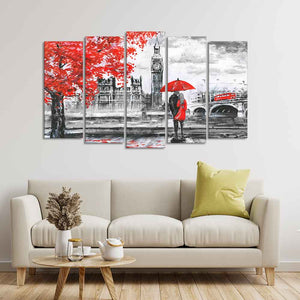 Beautiful London Canvas Wall Painting Set of Five Pieces