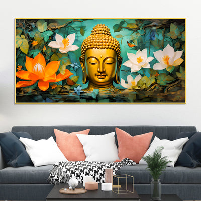 beautiful-lord-buddha-painting-with-lotus-floral-design