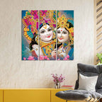 Beautiful Lord Radha Krishan Canvas Wall Painting 3 Pieces Set