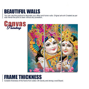 Beautiful Lord Radha Krishan Canvas Wall Painting 3 Pieces Set