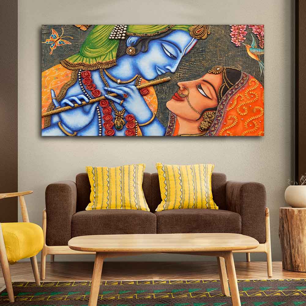 Beautiful Lord Radha Krishna Canvas Big Wall Painting Wall Art