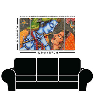 Beautiful Lord Radha Krishna Five Pieces Wall Painting