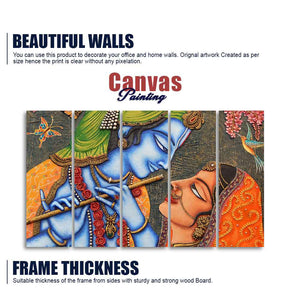 Beautiful Lord Radha Krishna Five Pieces Wall Painting