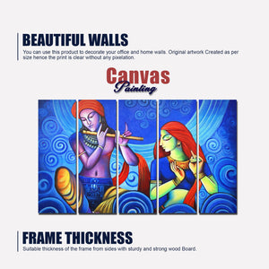 Beautiful Lord Radha Krishna Wall Painting 5 Pieces