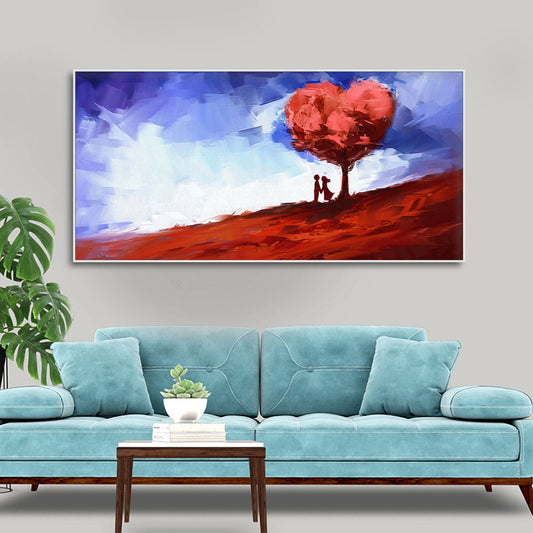 Beautiful Love Tree of Hearts with Couple Canvas Wall Painting