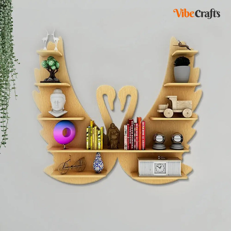  Backlit Designer Wooden Wall Shelf / Book Shelf / Night Light, Light Oak Finish