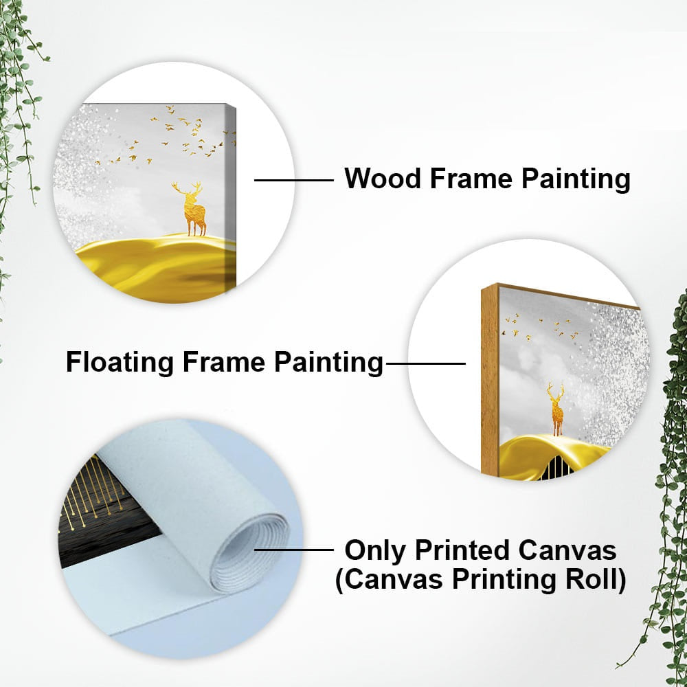 Beautiful Luxury Modern Art of Trees and Deer Premium Wall Painting