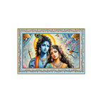 Beautiful Modern Art Radha Krishna Floral Border Canvas Wall Painting