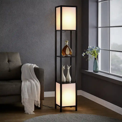 Beautiful Modern House Wooden Two Sided Shelf Lamp For Living Room, Bedroom