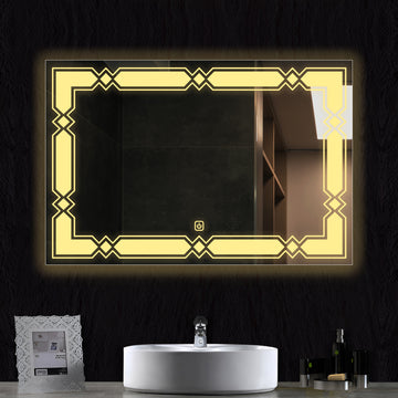 Beautiful Modern Patterned LED Bathroom Wall Mirror