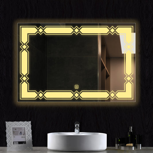 Beautiful Modern Patterned LED Bathroom Wall Mirror