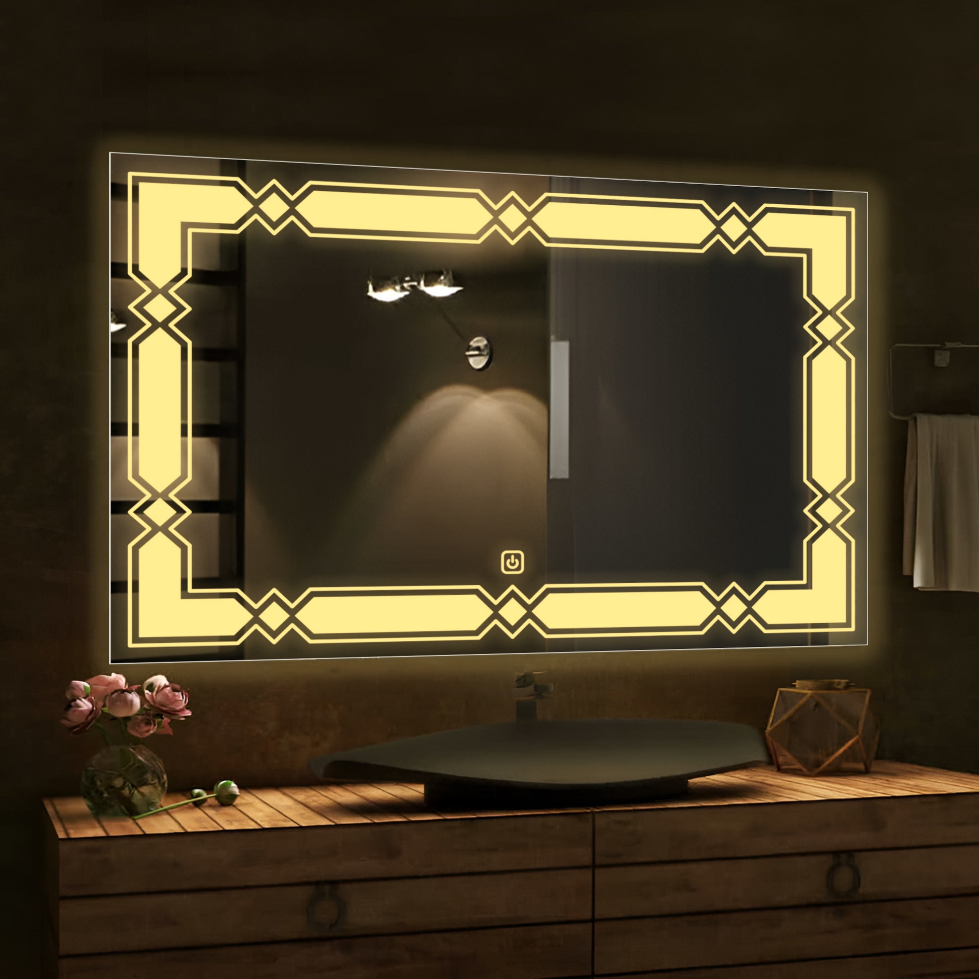 Beautiful Modern Patterned LED Bathroom Wall Mirror