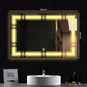 Beautiful Modern Patterned LED Bathroom Wall Mirror