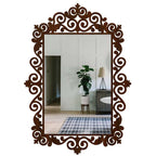 Beautiful Motif Style Mirror with Walnut Finish