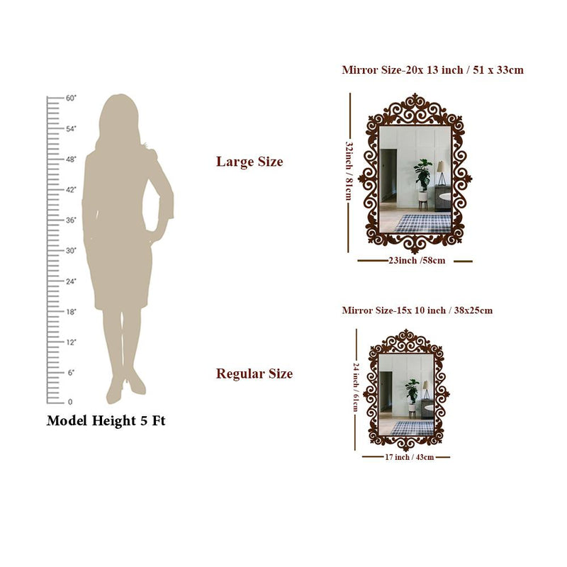 Beautiful Motif Style Mirror with Walnut Finish