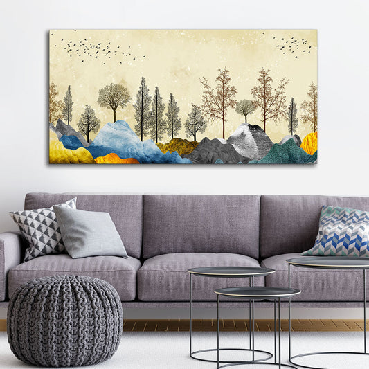 Beautiful Mountain Landscape with Trees Premium Canvas Wall painting