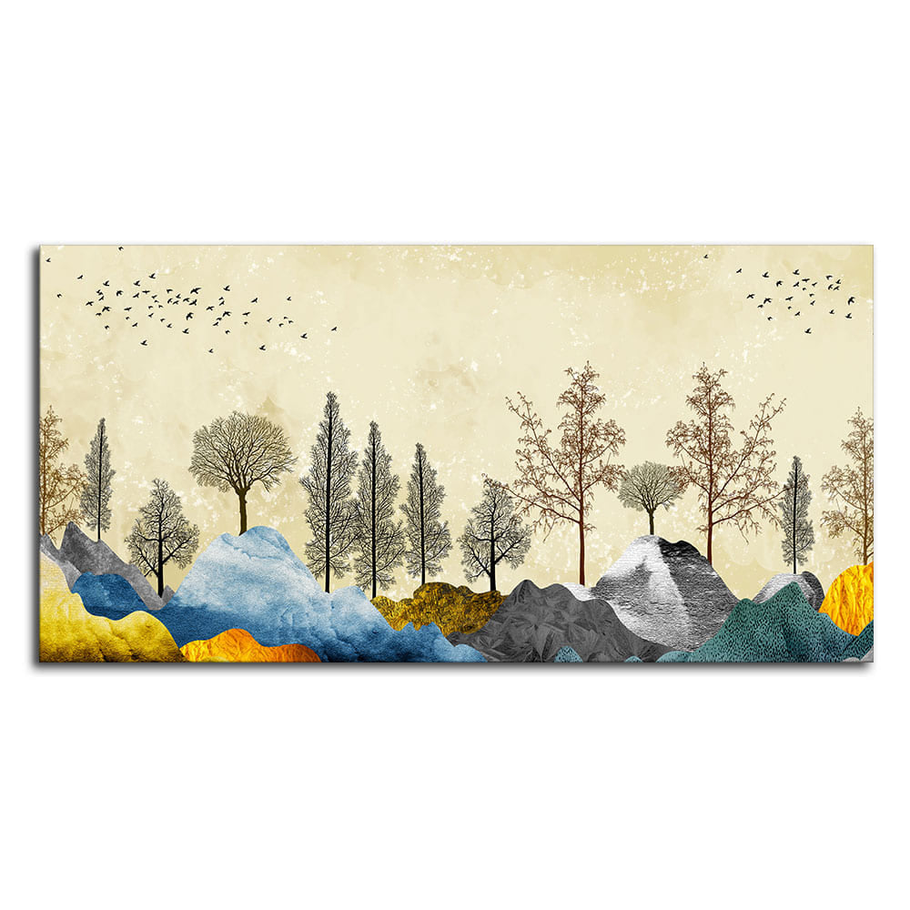 Beautiful Mountain Landscape with Trees Premium Canvas Wall painting