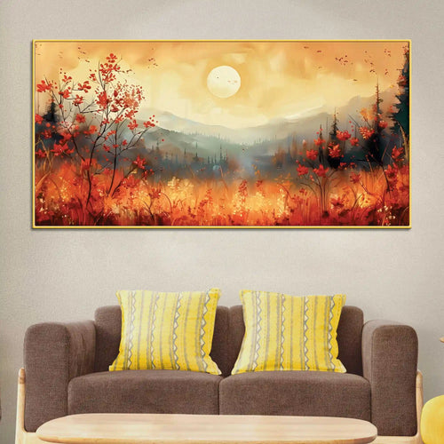 beautiful-mountain-sunset-and-wildflowers-abstract-canvas-wall-painting