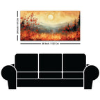 Beautiful Mountain Sunset and Wildflowers Abstract Canvas Wall Painting