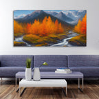 Beautiful Mountains with Autumn foliage of Trees Canvas Wall Painting