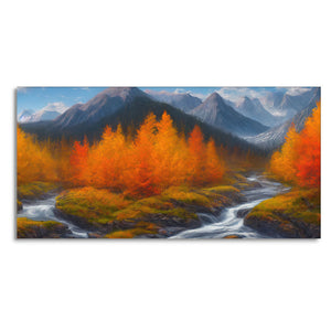 Beautiful Mountains with Autumn foliage of Trees Canvas Wall Painting