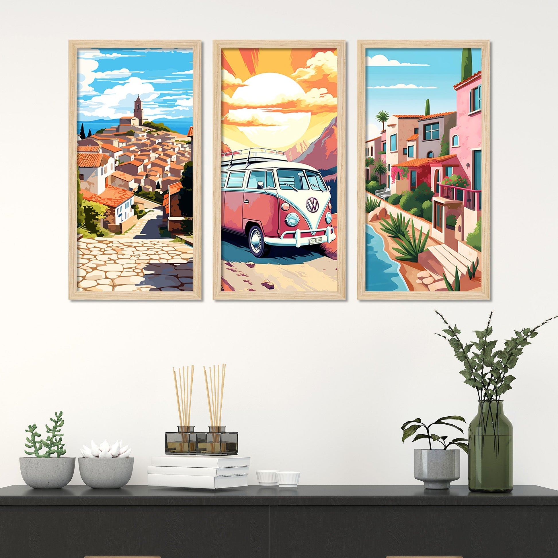 Beautiful Nature View Premium Wooden Wall Frame Set of Three