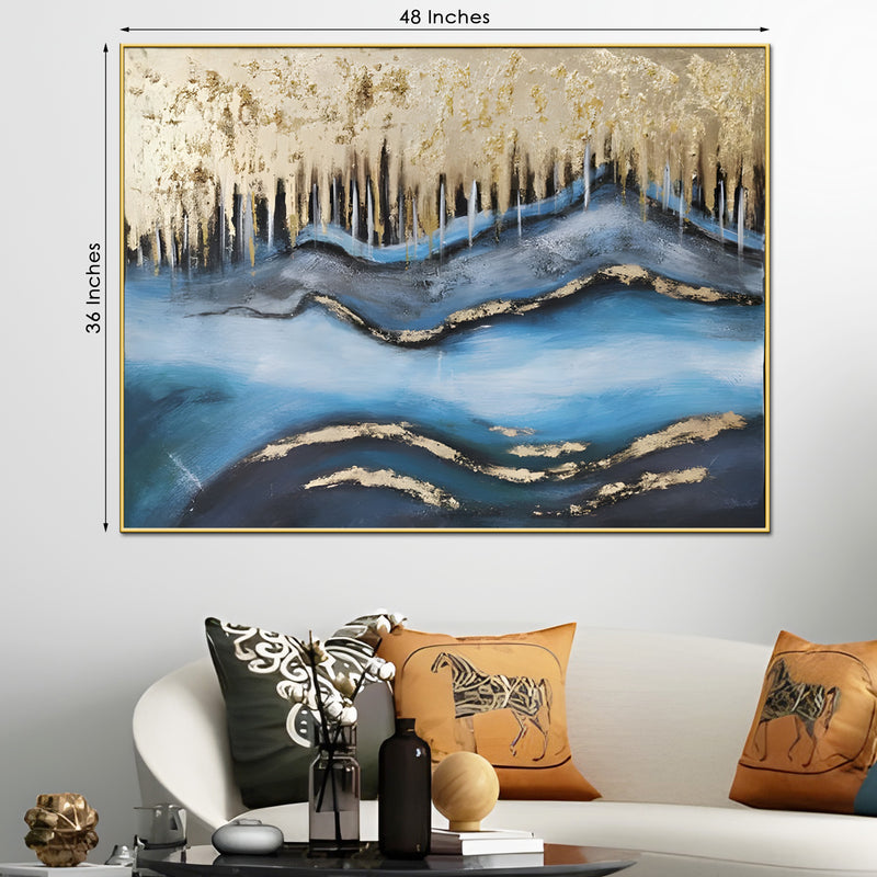 Beautiful Ocean Hand Painted Wall Painting With Floating Frame