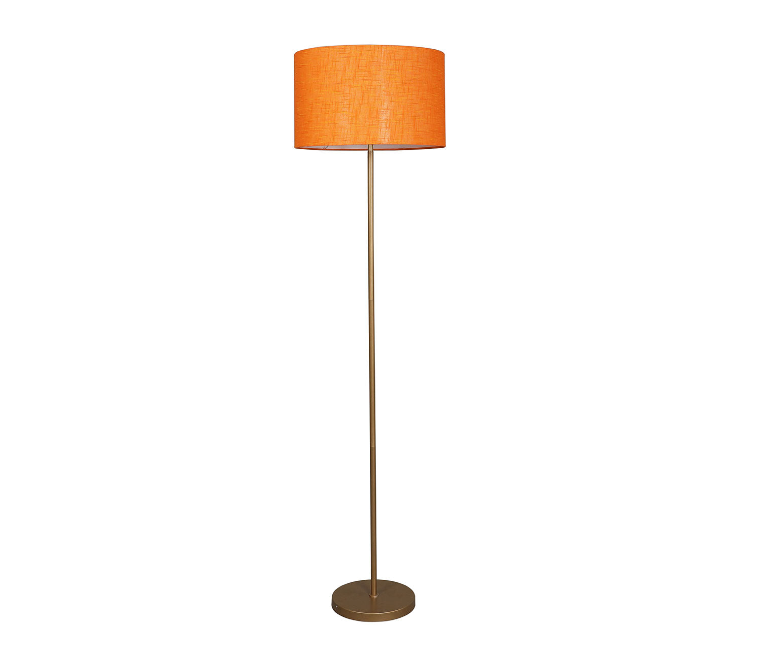 Beautiful Orange Color Metal Floor Lamp with Golden Base and Oval Shade