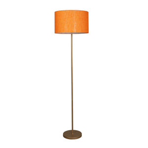 Beautiful Orange Color Metal Floor Lamp with Golden Base and Oval Shade