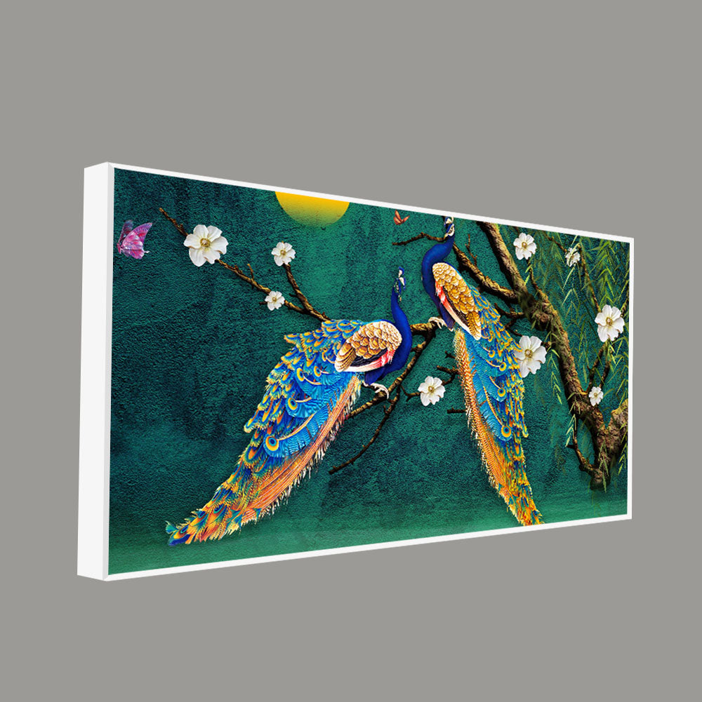 Beautiful Pair of Peacock Canvas Wall Painting