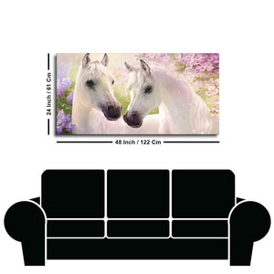 Beautiful Pair of White Horses Premium Wall Painting