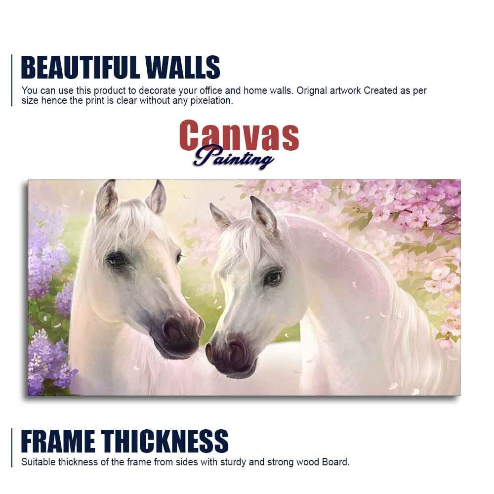 Beautiful Pair of White Horses Premium Wall Painting